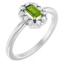 Ladies Natural Peridot Natural Diamond French-Set Halo-Style Ring (SI2-SI3, G-H) — Platinum