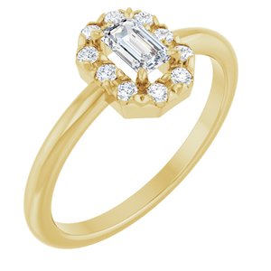 Ladies Natural White Sapphire Natural Diamond French-Set Halo-Style Ring (I1, G-H) — 14K Yellow Gold