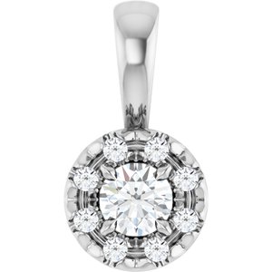 Ladies Natural Diamond Halo-Style Pendant (I1, G-H) — Sterling Silver