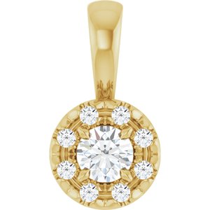 Ladies Natural Diamond Halo-Style Pendant (I1, G-H) — 14K Yellow Gold