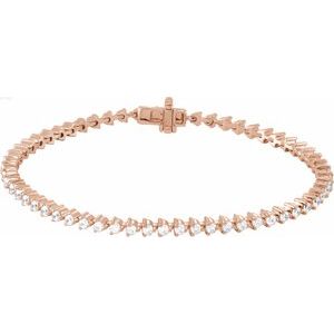 Ladies Natural Diamond 7 1/ Line Bracelet (I1, G-H) — 14K Rose Gold