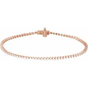 Ladies Natural Diamond 7 1/ Line Bracelet (I1, G-H) — 14K Rose Gold