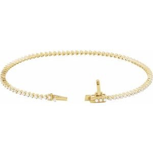 Ladies Natural Diamond 7 1/ Line Bracelet (I1, G-H) — 14K Yellow Gold