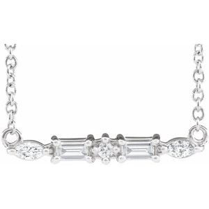 Ladies Natural Diamond Bar Necklace (I1, G-H) — 14K White Gold