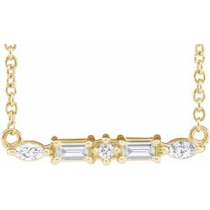 Ladies Natural Diamond Bar Necklace (I1, G-H) — 14K Yellow Gold