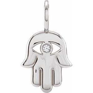 Ladies Natural Diamond Hamsa Hand Charm/Pendant (Si2-Si3, G-H) — Platinum