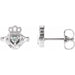 Ladies Natural Diamond Claddagh Earrings — 14K White Gold