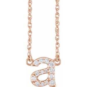 Ladies Natural Diamond Lowercase Initial A Necklace (I1, H+) — 14K Rose Gold