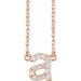 Ladies Natural Diamond Lowercase Initial A Necklace (I1, H+) — 14K Rose Gold