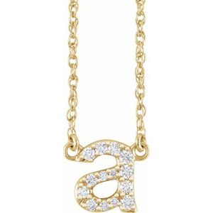 Ladies Natural Diamond Lowercase Initial A Necklace (I1, H+) — 14K Yellow Gold