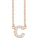 Ladies Natural Diamond Lowercase Initial C Necklace (I1, H+) — 14K Rose Gold