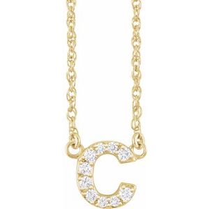 Ladies Natural Diamond Lowercase Initial C Necklace (I1, H+) — 14K Yellow Gold