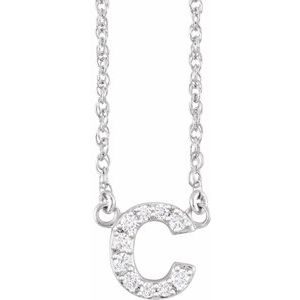 Ladies Natural Diamond Lowercase Initial C Necklace (I1, H+) — 14K White Gold