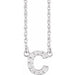 Ladies Natural Diamond Lowercase Initial C Necklace (I1, H+) — 14K White Gold