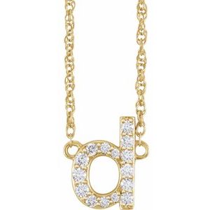 Ladies Natural Diamond Lowercase Initial D Necklace (I1, H+) — 14K Yellow Gold