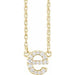 Ladies Natural Diamond Lowercase Initial E Necklace (I1, H+) — 14K Yellow Gold