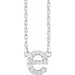 Ladies Natural Diamond Lowercase Initial E Necklace (I1, H+) — 14K White Gold