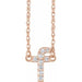 Ladies Natural Diamond Lowercase Initial F Necklace (I1, H+) — 14K Rose Gold