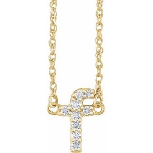 Ladies Natural Diamond Lowercase Initial F Necklace (I1, H+) — 14K Yellow Gold
