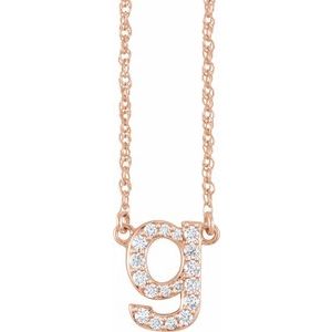 Ladies Natural Diamond Lowercase Initial G Necklace (I1, H+) — 14K Rose Gold