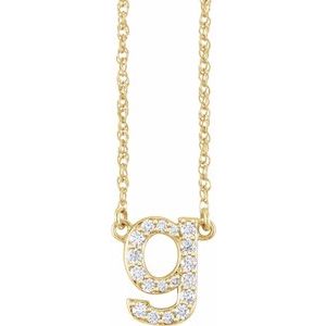Ladies Natural Diamond Lowercase Initial G Necklace (I1, H+) — 14K Yellow Gold