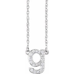 Ladies Natural Diamond Lowercase Initial G Necklace (I1, H+) — 14K White Gold