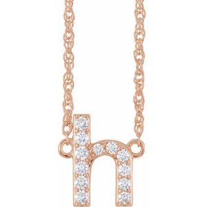 Ladies Natural Diamond Lowercase Initial H Necklace (I1, H+) — 14K Rose Gold