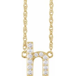 Ladies Natural Diamond Lowercase Initial H Necklace (I1, H+) — 14K Yellow Gold