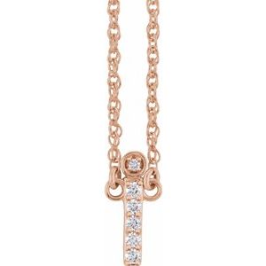 Ladies Natural Diamond Lowercase Initial I Necklace (I1, H+) — 14K Rose Gold