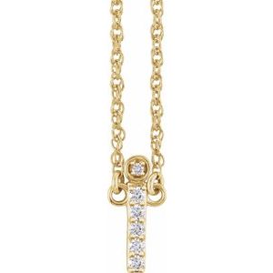 Ladies Natural Diamond Lowercase Initial I Necklace (I1, H+) — 14K Yellow Gold