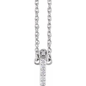 Ladies Natural Diamond Lowercase Initial I Necklace (I1, H+) — 14K White Gold