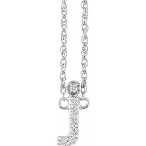 Ladies Natural Diamond Lowercase Initial J Necklace (I1, H+) — 14K White Gold