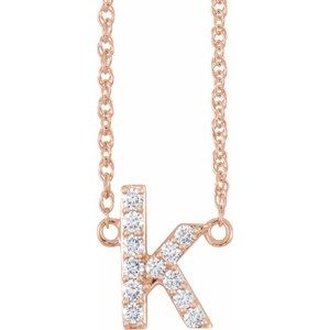 Ladies Natural Diamond Lowercase Initial K Necklace (I1, H+) — 14K Rose Gold