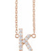 Ladies Natural Diamond Lowercase Initial K Necklace (I1, H+) — 14K Rose Gold