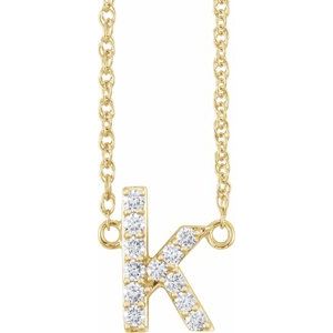 Ladies Natural Diamond Lowercase Initial K Necklace (I1, H+) — 14K Yellow Gold