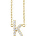 Ladies Natural Diamond Lowercase Initial K Necklace (I1, H+) — 14K Yellow Gold