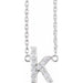 Ladies Natural Diamond Lowercase Initial K Necklace (I1, H+) — 14K White Gold