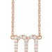 Ladies Natural Diamond Lowercase Initial M Necklace (I1, H+) — 14K Rose Gold