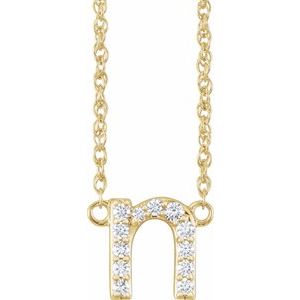 Ladies Natural Diamond Lowercase Initial N Necklace (I1, H+) — 14K Yellow Gold