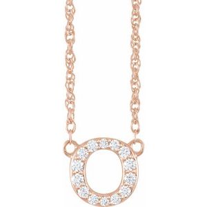 Ladies Natural Diamond Lowercase Initial O Necklace (I1, H+) — 14K Rose Gold