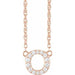Ladies Natural Diamond Lowercase Initial O Necklace (I1, H+) — 14K Rose Gold