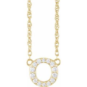 Ladies Natural Diamond Lowercase Initial O Necklace (I1, H+) — 14K Yellow Gold