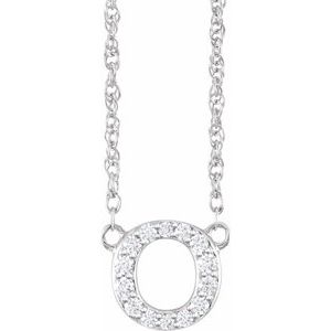 Ladies Natural Diamond Lowercase Initial O Necklace (I1, H+) — 14K White Gold