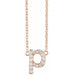 Ladies Natural Diamond Lowercase Initial P Necklace (I1, H+) — 14K Rose Gold
