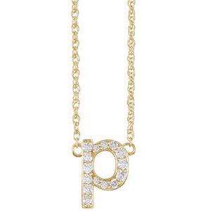 Ladies Natural Diamond Lowercase Initial P Necklace (I1, H+) — 14K Yellow Gold