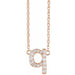 Ladies Natural Diamond Lowercase Initial Q Necklace (I1, H+) — 14K Rose Gold