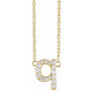 Ladies Natural Diamond Lowercase Initial Q Necklace (I1, H+) — 14K Yellow Gold