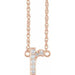 Ladies Natural Diamond Lowercase Initial R Necklace (I1, H+) — 14K Rose Gold