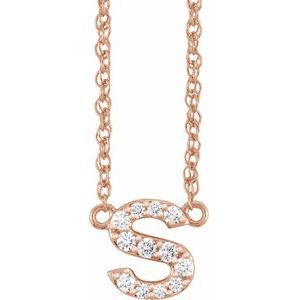 Ladies Natural Diamond Lowercase Initial S Necklace (I1, H+) — 14K Rose Gold