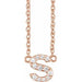 Ladies Natural Diamond Lowercase Initial S Necklace (I1, H+) — 14K Rose Gold